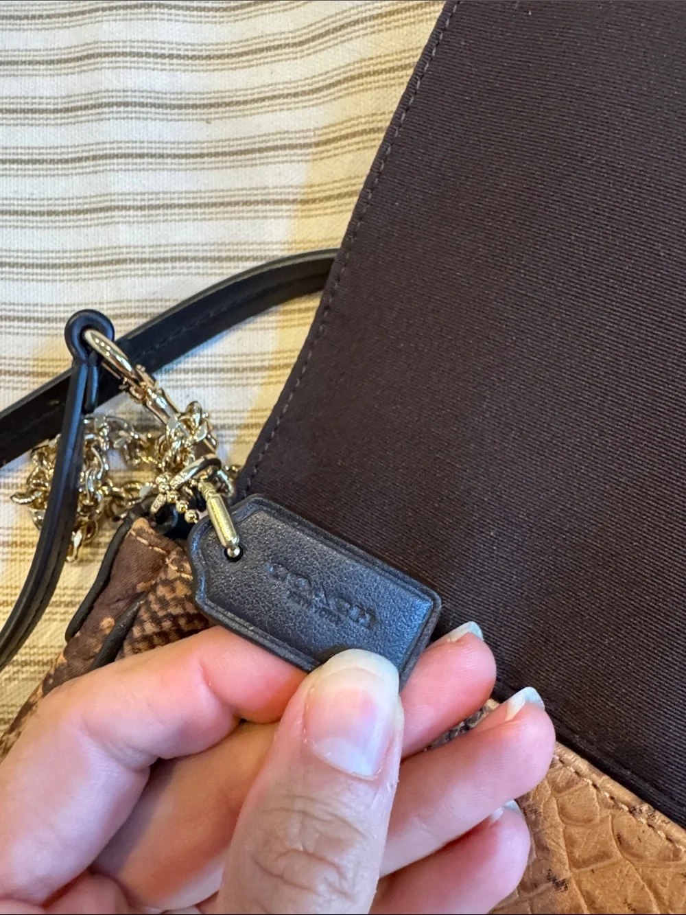 Coach Snake Embossed Leather Mini Ruby Turnlock Crossbody bag with hangtag